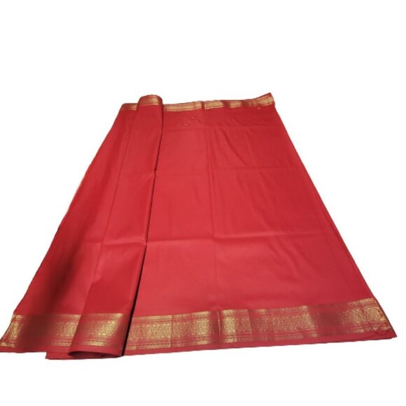 Red Saree with Gold Accents- Unstitched- NEW - Picture 15 of 15